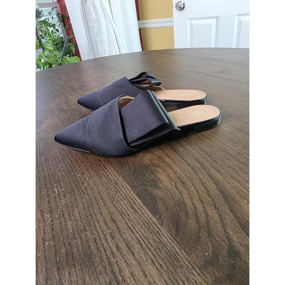 LEWIT Shoes Womens Size 6.5 Marta Slingbacks Block Heels Black Suede Leather